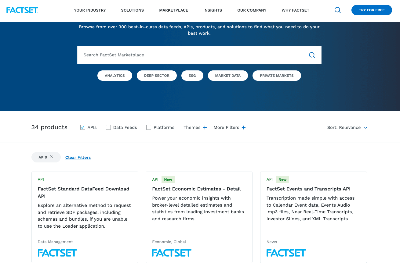 FactSet is one of the best stock market APIs