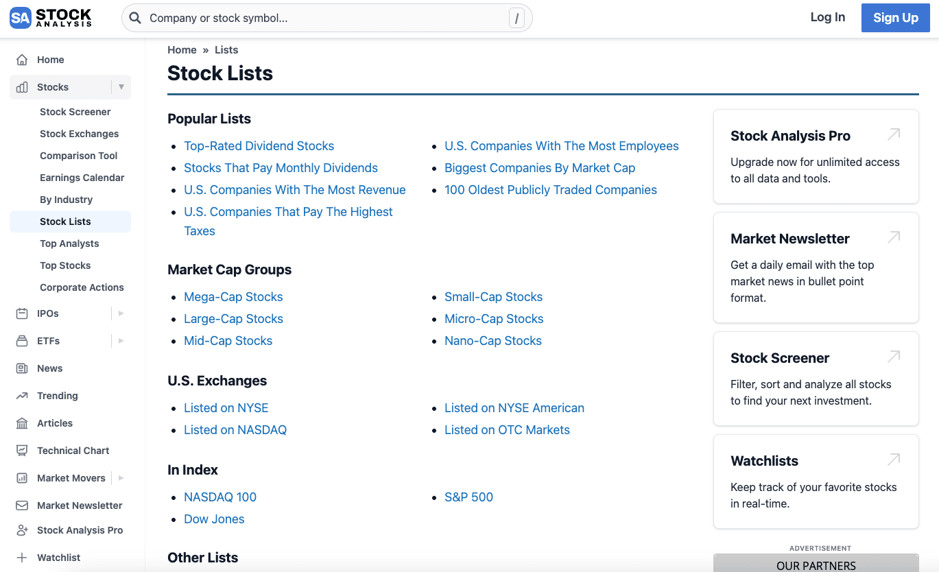 Stock Analysis is one of the best free stock research tools